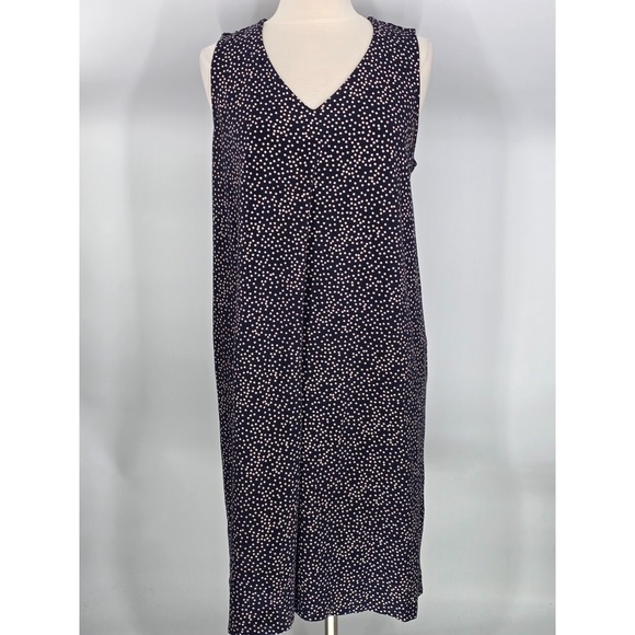 J. Jill Dresses & Skirts - J. Jill Dress Womens XLP Navy Polka Dot Wearever A-Line Pockets Peekaboo Back